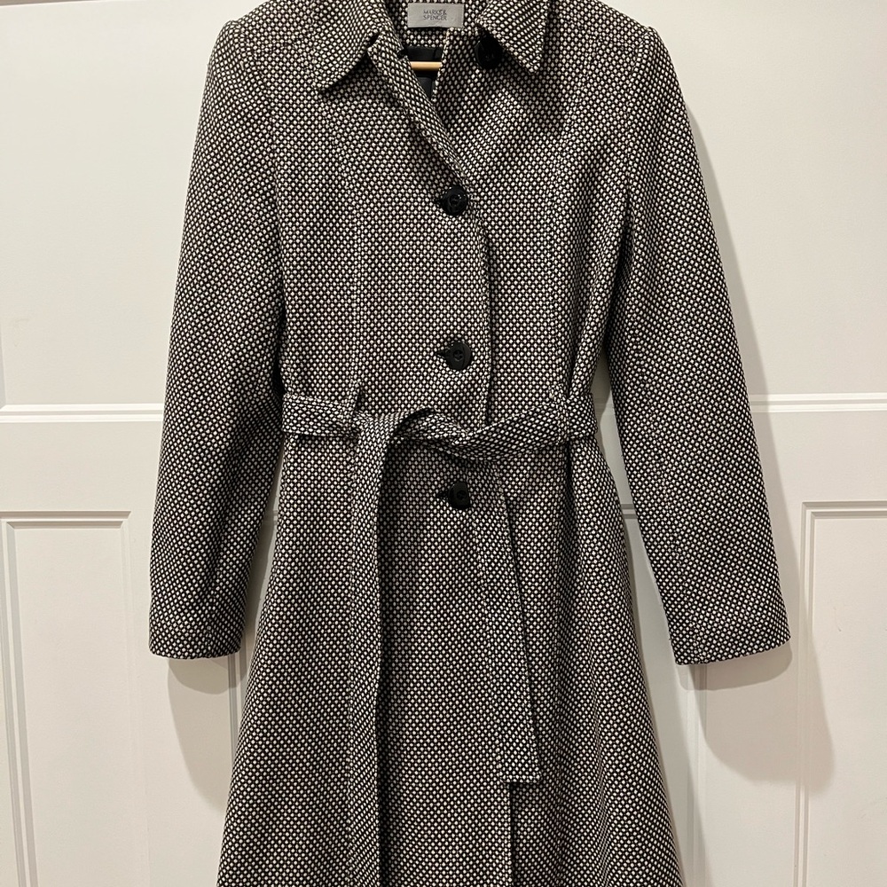 Vintage Marks & Spencer Black and Cream Textured Coat - Picture 1 of 6